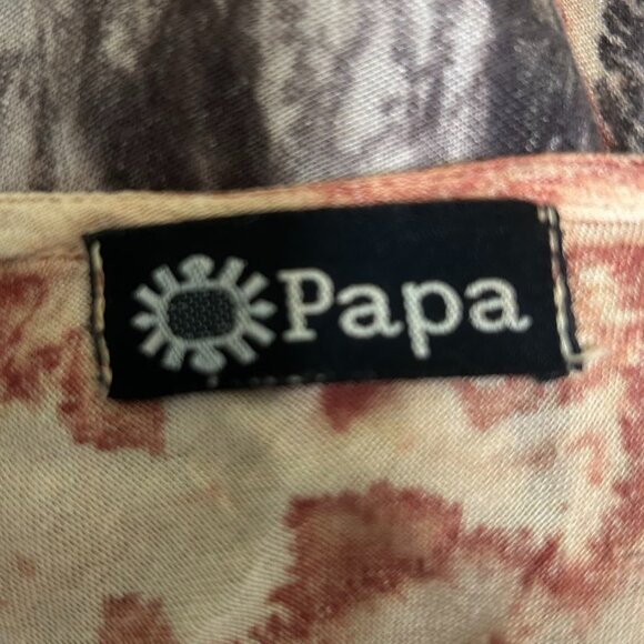 Papa Orange Brown Batik Style Pattern Tie Dye Flowy Resort Wear Dress Size OS - Picture 5 of 6